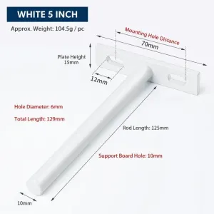 5″ White Hidden T Shelf Bracket 4Pcs w/ 5×60&5×80 Screws
