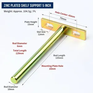 5″ Color Zinc Hidden T Bracket 6Pcs w/ 5×60&5×80 Screws