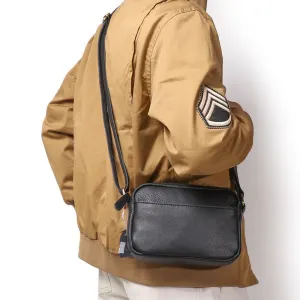 Classic Full Grain Leather Men's Crossbody Bag Vintage Messenger Casual Commuter Shoulder Multi-Function Clutch Black Suitable for Christmas Gifting