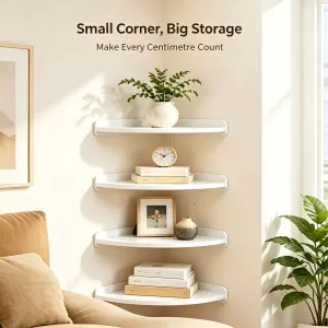2-Tier Small Wall-Mounted Corner Shelf | Christmas Basic Organizer Gift | 2-Layer Fan-Shaped Corner Rack for Small Items Storage
