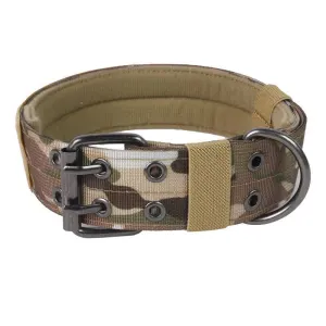 Outdoor Nylon Dog Collar, Thick Puppy Neck Collar Double‑Eye Buckle, Camouflage Color Double‑Eye Buckle Collar M, Halloween Pet Neck Strap Gift