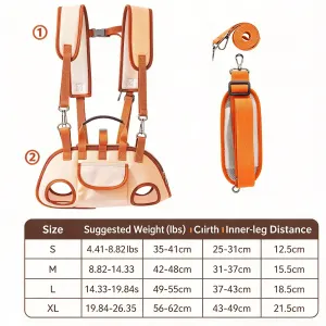 Pet Horizontal Crossbody Carrier Crystal Orange Upgraded Version XL Size for 19.8‑25.4lbs Dogs, Breathable Dog Handbag With Double Shoulder Strap & 1.5m Traction Rope, Halloween Puppy Travel Outdoor Bag