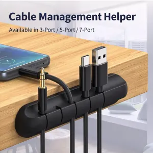 Black 5‑Hole Cable Holder Clips 3Pcs Desktop Data Charging Cord Management Fixer, Tidy Desk Storage Organizer Practical Xmas Gift For Home User