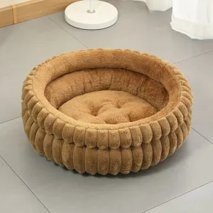 Notch Version Round Bed – Cream White, Size L: 60×60×15cm