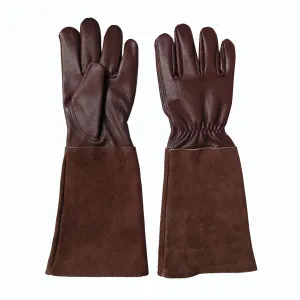 40cm Cowhide Gardening Gloves, Brown, Size XL