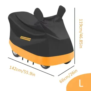 Oxford Cloth Mobility Scooter Rain Cover, 210D Silver Coating, Waterproof Sunproof Dustproof Heat Insulation, Mirror Ear Reflective Design, Windproof Buckle, Easy Fold Install (Size L)