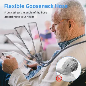 LED 5X Magnifying Glass with Light, Type-C Charging with Three Brightness Levels, Full Frame Protection with Extra-Long Gooseneck – A Great Helper for Seniors’ Reading and Handcraft Repairs. – Grey