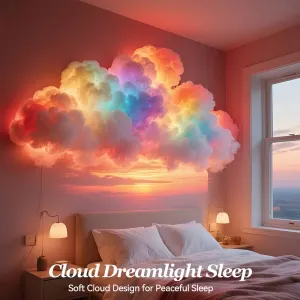 DIY Dreamy 3D Cloud Lamp, Bluetooth APP & Remote Control with Music Sync, USB Powered & Freely Shapable, Creative Parent-Child Interactive Atmosphere Light (Fantasy Color LED 500CM)