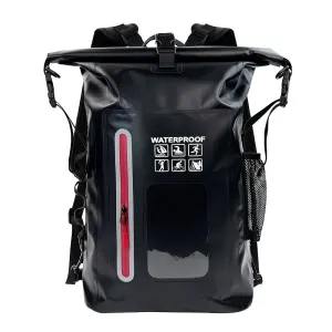6.6 Gallon Outdoor Backpack, Detachable Shoulder Straps, Transparent Window & Buckle Clips, Suitable for Hiking, Beach Sports, Trekking and Rowing, Green, Portal Adventure Gear（black)