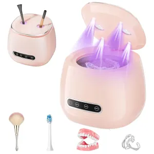 Ultrasonic Cleaner – UV + Ultrasonic, 304 Stainless Steel, 2000mAh Wireless, for Braces, Dentures, Jewelry & Makeup Brushes（ )