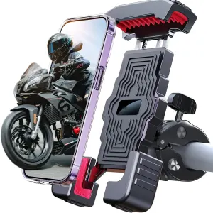 360° Rotatable Bike/Motorcycle Phone Mount: Metal 4-Claw Lock / 1-Sec One-Hand Mount & Release / 70LB Load Capacity, Universal for Motorcycles & Bikes, No Drop on Bumpy Roads!