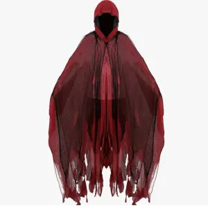 🎃 Halloween Adult Horror Hooded Tattered Cloak! Witch Zombie Reaper Cosplay Robe, Party Ghost Costume, Oversized Floor-Length Cape Maxes Out the Vibes! 👻RED
