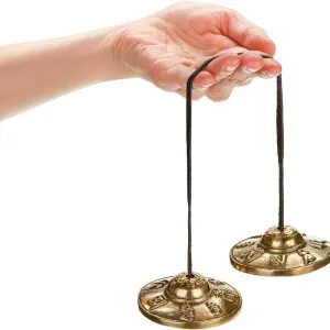 Mindfulness Chakra Healing Choice: Nepalese Handmade Brass Singing Bowl Bell, Ancient Casting with Ethereal Resonance, the Soul Companion for Yoga, Spiritual Practice, and Relaxation/Shuanglong jingle bell