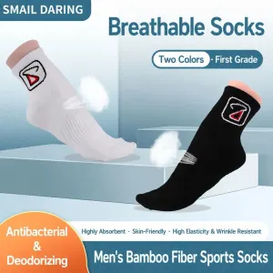 Breathable & moisture-wicking, antibacterial & odor-resistant — SMAIL DARING Bamboo Fiber Sports Socks 2-Pack  black 35#-39#