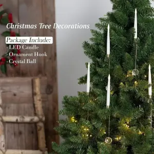 12-Pack Flameless Tapered LED Christmas Candles, Remote Control Timer Crystal Hook Decoration