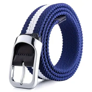 Three-Color Braided Golf Elastic Belt, Unisex, Stretchy Comfort and Versatile Matching, Top Choice for High-Quality Casual Trouser Belts/Blue, white and red