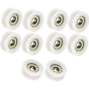 10 Pcs Ball Bearing U Shape Groove Guide Pulley Ball for Furniture White, 6x24x9mm