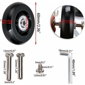 2 Pcs Suitcase Castors Spare Wheels Bearing Repair Compatible with 6018mm Luggage Suitcase