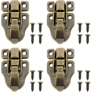 4, Wooden Cases, Suitcases with Screws Trunk and Chest Closures Piece Set of Retro Box Latches Small Size Retro Box Latches for Jewelry Boxes