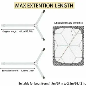 Adjustable Bed Sheet Fastener White, 3, 6, Mattress Sofa Cushion Bed Sheet Fasteners Sided Bedding Sheet Straps Way Elastic Bed Sheet Fastener
