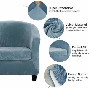 Velvet Cover of Armchair Club Set of Deux Pieces of Extensible Living Room Chair Cabriolet Tub with of Cushion Blue Gray