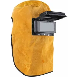 Protective Mask for Welding Helmet Breathable., Leather Lens Heat Resistant Full Protection Welding Hood with Flap