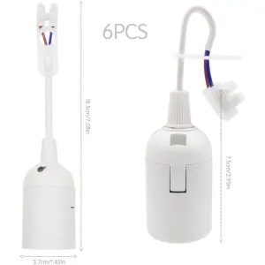PCS Douille of Lamp E27 Holder of Bulb E27 Renovation of Batiment with Cable of Chantier 4A 250V Base of Light of Suspension Max.60W, White