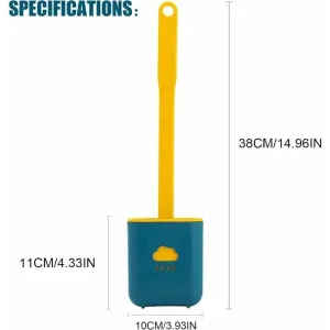 Brush TOILET Silicone Blue, Brush of Toilette Silicone Antibacterienne Balayette TOILET and Holder a Sechage Quick