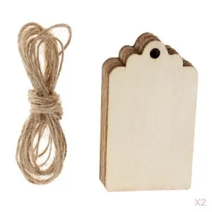 20 Pieces Unfinished Wood Gift Tags With String and Hole for Wedding Party Favors