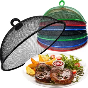 8 Pack Mesh Metal Food Covers, Round Outdoor Picnic Food Tents for Dinner Plates BBQ Camping Party, 10.7 in