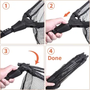 1 Piece Folding Fishing Landing Net, Black, 40 x 70 cm