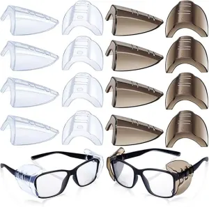 8 Pair Clear and Black Side Shields for Glasses, Universal for Small and Medium Frames