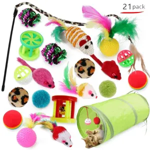21 Piece Cat Toys, MultiColor – Perfect for Kittens and Cats