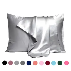 Satin pillowcase 2-pack light gray, 50 x 66cm
