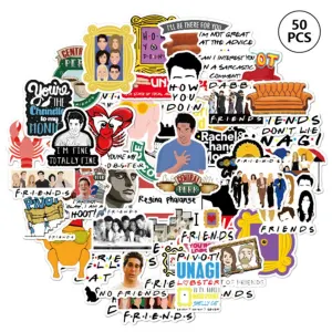 50pcs Fashion Graffiti Stickers, Waterproof for Laptop & Skateboard, Compatible with Friends