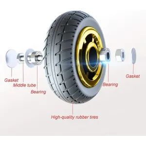 1 Pack Universal Rubber Swivel Caster Wheel with Plate for Trolley Replacement, 3in