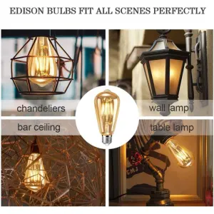 6 Pack E27 LED Edison Bulbs 4W Warm Light Vintage Antique Bulbs for Home Cafe Bar