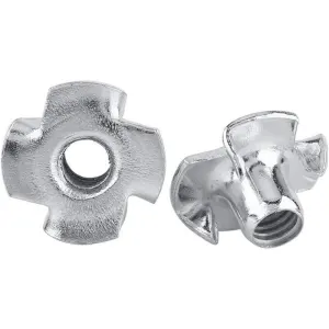 50 Pieces T Nuts 4 Prong Zinc Plated Steel for Woodworking Furniture, M5