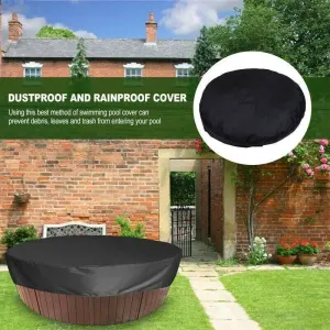 Round Swimming Pool Solar Cover Waterproof Spa Protective Cover 190T for Outdoor Spas, Black, 200 x 30cm