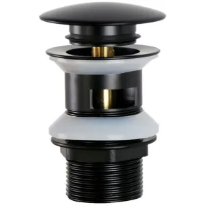 Universal G1 0.25 Brass Pop up Basin Drain Pop up Basin Drain with Overflow Click Clack System, Tool Free Installation, Matte Black
