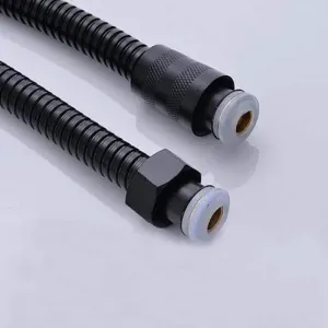 Black Stainless Steel Shower Hose Handheld Shower Head Fittings Hoses Bathroom Accessories Rubber Hose Flexible Plumbing Hose, 1.5M