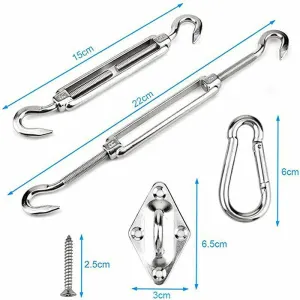 Shade Sail Fixing Kit, Stainless Steel Sun Shade Sail Fixing Kit for Triangle and Square, Rectangle, Sun Shade Sail Fixing Accessories M6