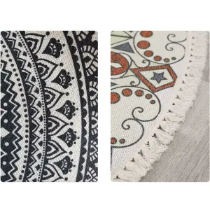 Vintage Round Mandala Rug Living Room Rug Bedroom Home Braided Cotton Rug Washable, 60cm