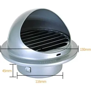 Outdoor Ventilation Grille, Stainless Steel Air Vent with Fly Guard and Fly Guard for Office, Kitchen, Bathroom, 120mm