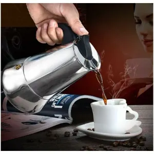 Italian Coffee Maker, 2 Cup Stainless Steel Compatible with All Stovetops, 100 ml