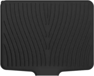 Silicone Dish Drying Mat With Built In Drain, Non Slip Heat Resistant Drainer For Kitchen Countertop, Black, 40 x 33 cm