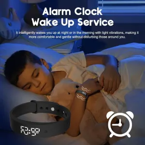 Vibrating Alarm Watch Bracelet With 10 Silent Reminders LED Time Date Temperature For Kids And Adults School Office Pink
