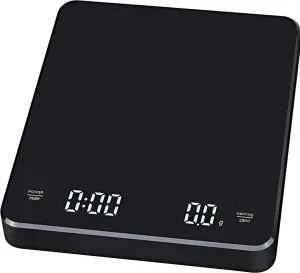 Digital Kitchen Scale With Timer, USB Type C Rechargeable Touch Control, High Precision Capacity For Coffee And Baking, Black, 0.1 g, 3 kg