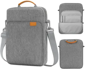 Laptop Sleeve Bag With Water Resistant Oxford Fabric, Extra Pockets, Shoulder Strap For Travel Work School, Light Gray, 9 to 11 in
