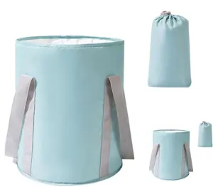 2 Pack Collapsible Foot Soak Buckets, Deep Foot Bath Basins With Non Slip Bottom And Water Level Marks, Light Blue, 36 x 30 cm